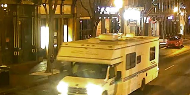 Surveillance footage showing the RV involved in the explosion.