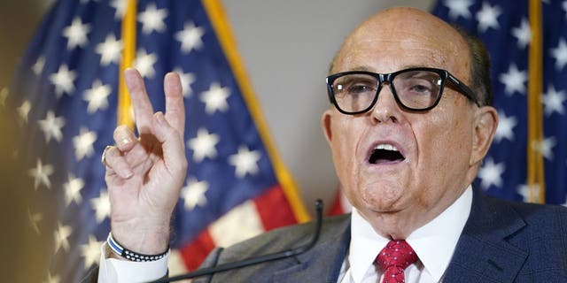Former New York City Mayor Rudy Giuliani, a lawyer for President Trump, speaks during a news conference at the Republican National Committee headquarters, Thursday Nov. 19, 2020, in Washington. (Associated Press)