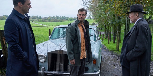 John Hamm (L) Jamie Dornan (C) and Christopher Walken (R) in a scene from 'Wild Thyme'.