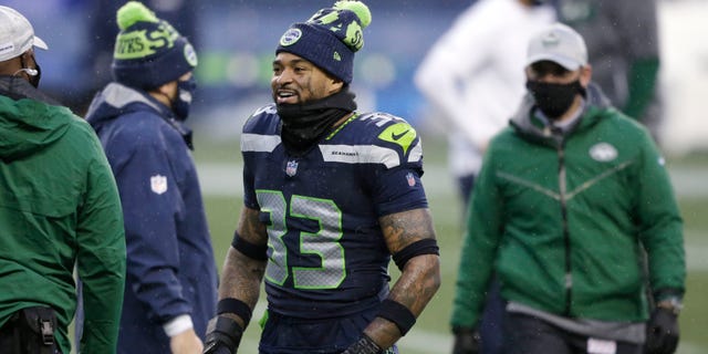 Jamal Adams of the Seattle Seahawks smiles as he walks off the field after the team beat the New York Jets in an NFL football game, Sunday, December 12. October 13, 2020 in Seattle. (AP Photo/Lindsey Wasson)