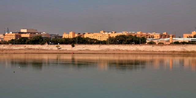 The U.S. Embassy in Baghdad is seen from across the Tigris River, Jan. 3, 2020. (Associated Press)