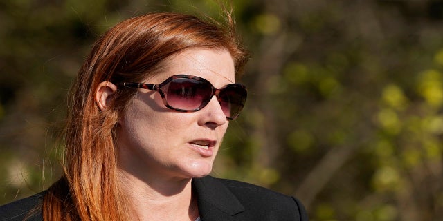 In this Nov. 20, 2020, file photo, Wayne County Board of Canvassers Republican chairperson Monica Palmer addresses the media in Farmington Hills, Mich.(AP Photo/Carlos Osorio)