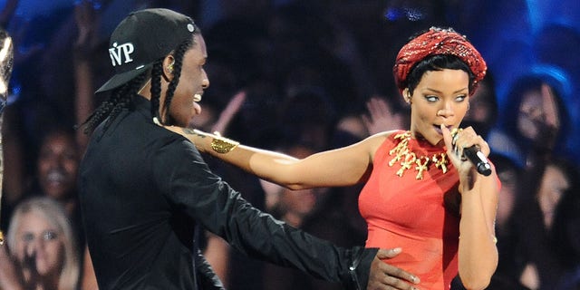 A $ AP Rocky and Rihanna perform at the 2012 MTV Video Music Awards. (Photo by Jason LaVeris / FilmMagic)