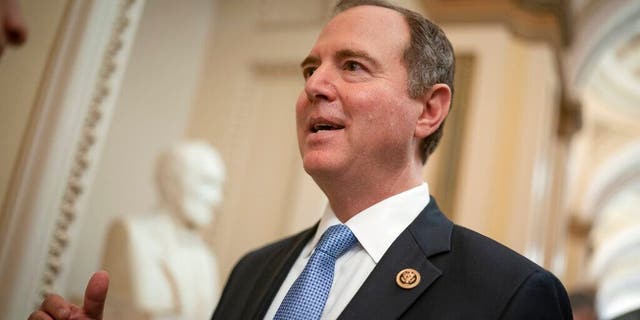 FILE - On March 3, 2020, House Intelligence Committee Chairman Adam Schiff, D-California, speaks to reporters on Capitol Hill in Washington.  Schiff said Tuesday, September 29, that he would subpoena the Department of Homeland Security after a department whistleblower is denied access to the documents and permission he needs to testify.  (AP Photo / J. Scott Applewhite, file)