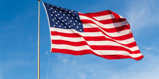 American Flag waving in wind