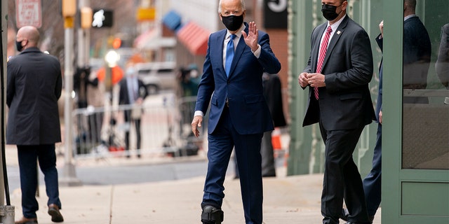 Biden shows off walking boot for first 