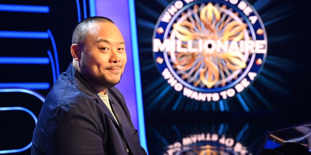Chef David Chang competes for the Southern Smoke Foundation and wins the $1 million prize on "Who Wants To Be A Millionaire."<br>
(John Fleenor/ABC via Getty Images)