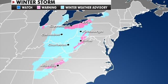 Colder air being pulled from Canada will bring moderate to heavy snow for parts of the Great Lakes, Northeast and Ohio Valley.