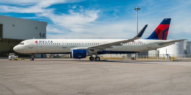 Two passengers and a service dog exited a Delta Air Lines flight through the emergency slide at LaGuardia Airport in Queens, N.Y. (Delta Air Lines)