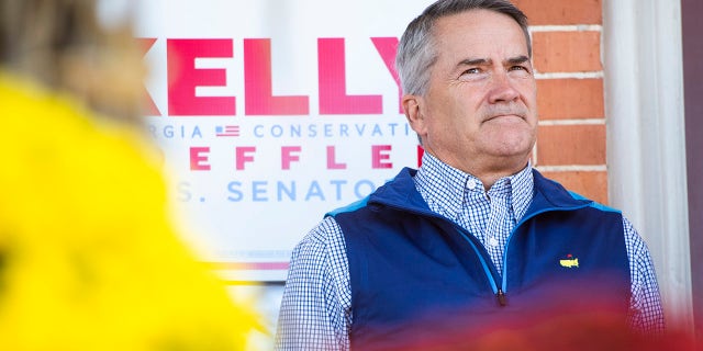 Rep. Jody Hice, R-Ga., appears at a rally with Sen. Kelly Loeffler, R-Ga., who is running for reelection, and former ambassador to the United Nations Nikki Haley, at Walton County Historic Courthouse in Monroe, Ga., on Oct. 30, 2020. (Photo By Tom Williams/CQ-Roll Call, Inc via Getty Images)