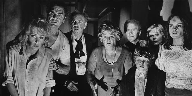 Some of the cast of "The Poseidon Adventure," directed by Ronald Neame and Irwin Allen, 1972. Left to right: Stella Stevens, Ernest Borgnine, Jack Albertson, Shelley Winters, Red Buttons, Eric Shea, Carol Lynley and Pamela Sue Martin.