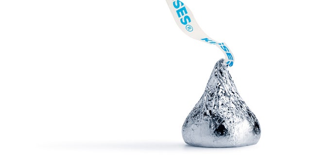Hershey's Kisses are small, bite-sized pieces of chocolate in the shape of a teardrop.