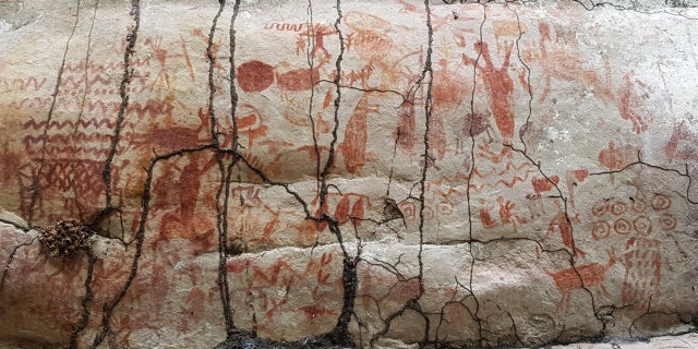 The rock art depicts a host of creatures.