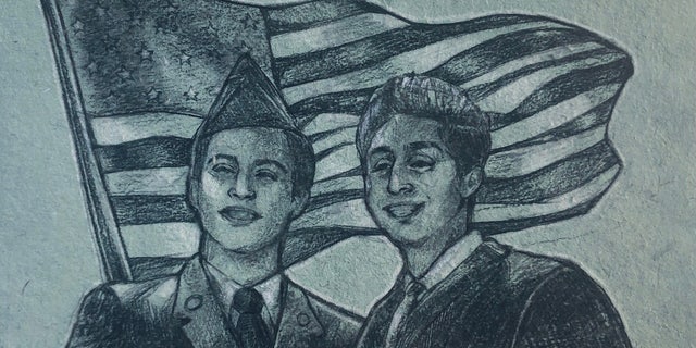 Artwork by Ridge High School senior Katie Zhang on scrubs paper.