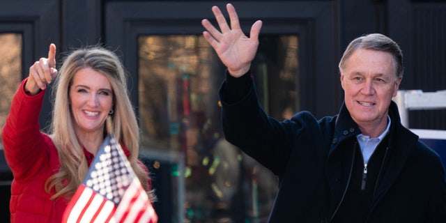 Ivanka Trump and Senators Kelly Loeffler (R-GA) and David Perdue (R-GA) wave to the crowd during a campaign event December 21, 2020 in Milton, Georgia.  (Photo by Elijah Nouvelage / Getty Images)