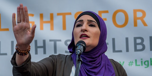 Activist Linda Sarsour at Foley Square, New York. 