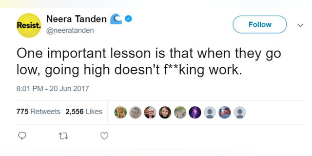 This tweet, archived by Wayback Machine, was published on June 20, 2017 by Neera Tanden, Candidate for Administrative and Budget Director Joe Biden. (Snapshot / Wayback Machine)