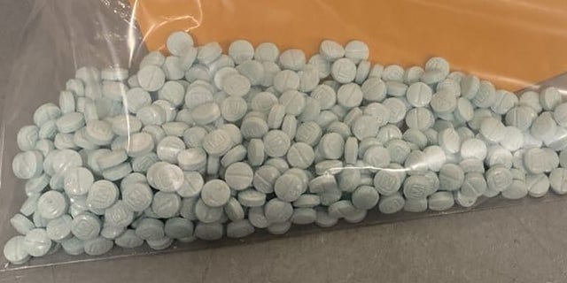A bag containing 445 fentanyl pills worth an estimated ,000.
