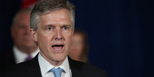 Rod Phillips, Minister of Finance, answers questions during a daily press conference in Toronto.