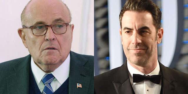 Rudy Giuliani, sinistra, says he called the police on Sacha Baron Cohen following an attempted prank.