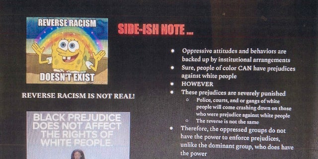 Democracy Prep class instructional material claiming, among other things, that reverse racism doesn't exist.