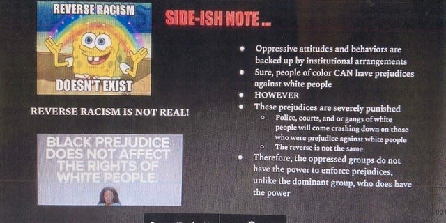 Democracy Prep class instructional material claiming, among other things, that reverse racism doesn't exist.