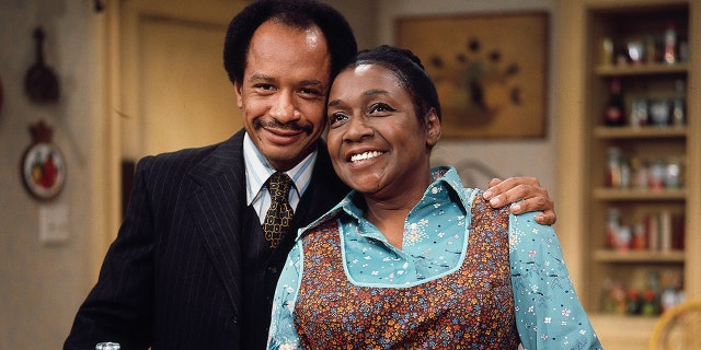 Isabel Sanford (right) and Sherman Hemsley (left) in "The Jeffersons." (CBS via Getty Images)