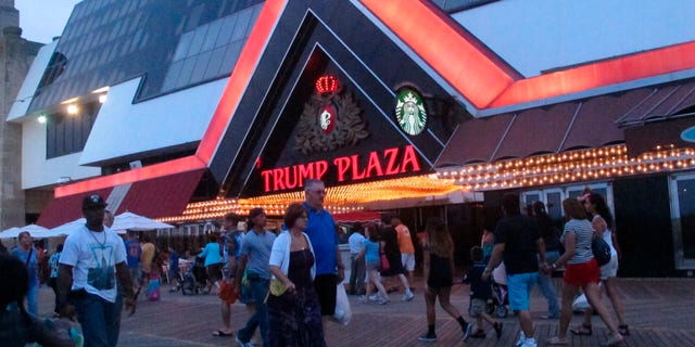 The former Trump Plaza casino in Atlantic City, N.J., in 2014. On Wednesday, Atlantic City Mayor Marty Small announced the city will auction off the right to push the button to dynamite the former casino, which is now closed, to raise money for a local youth charity. (AP)