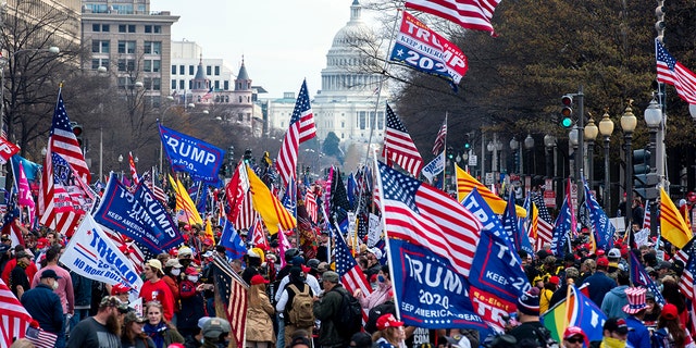Supporters of US President Donald Trump participate in the Million MAGA March to protest the outcome of the 2020 presidential election, on December 12, 2020 in Washington, DC. (Photo by JOSE LUIS MAGANA/AFP via Getty Images)