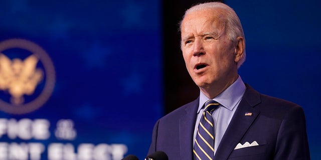 President-elect Joe Biden speaks at The Queen theater, Monday, Dec. 28, 2020, in Wilmington, Del. Biden in 2017 gaveled down several Democratic House members lodging objections to then-President-elect Trump's electoral votes. (AP Photo/Andrew Harnik)