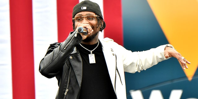 Rapper BRS Kash performs onstage during the "Vote GA Blue" concert for Georgia Democratic Senate candidates Raphael Warnock and Jon Ossoff on Dec. 28, 2020 in Stonecrest, Georgia. (Photo by Paras Griffin/Getty Images)