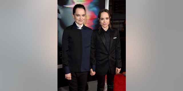 Elliot Page (right) wed Emma Portner (left) in 2018.