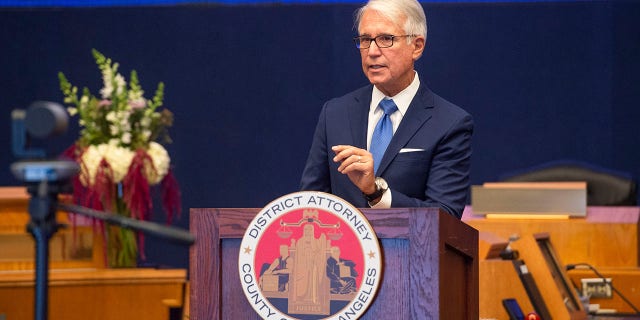 Los Angeles County District Attorney George Gascon speaks has promised more reforms to keep low-level offenders, drug users and those who are mentally ill out of jail and has said he won't seek the death penalty. (Bryan Chan/County of Los Angeles via AP)