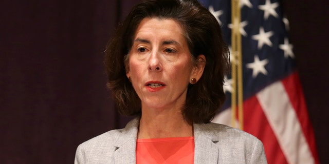 Rhode Island Governor Gina M. Raimondo speaks during an afternoon press conference at the Vets Memorial Auditorium in Providence, RI on December 3, 2020 (Jonathan Wiggs / The Boston Globe via Getty Images )