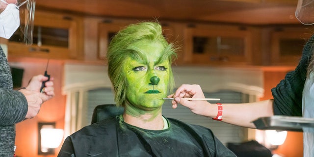 Matthew Morrison changes into the green, grumpy character.  Several Twitter users have joked about his appearance for the role giving them ‘nightmares’.