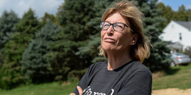 Former Iowa State Sen. Rita Hart speaks with a reporter at her farm in Wheatland, Iowa, on Tuesday, Aug. 13, 2019. (Caroline Brehman/CQ Roll Call)