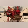 I made these elf outfits for my husband &amp; I while recovering from a knee surgery. Couldn’t wait until we got the sleigh down from the barn! We put the fiberglass Santa in sleigh &amp; took picture right after a snowfall. So fun!!