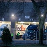 Trucks are seen at the Pfizer Global Supply manufacturing plant, amid the COVID-19 outbreak, in Portage, Mich., Dec. 13, 2020.