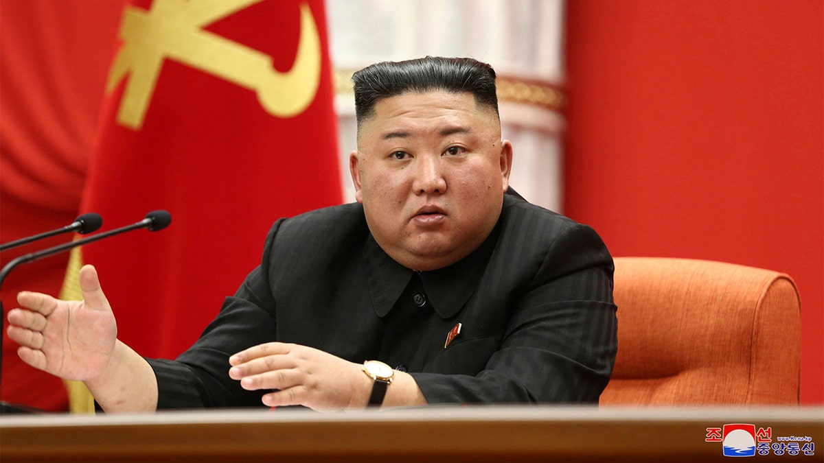 In this photo provided by the North Korean government, North Korean leader Kim Jong Un speaks at the ruling party congress in Pyongyang, North Korea, Sunday, Jan. 10, 2021. (Korean Central News Agency/Korea News Service via AP)