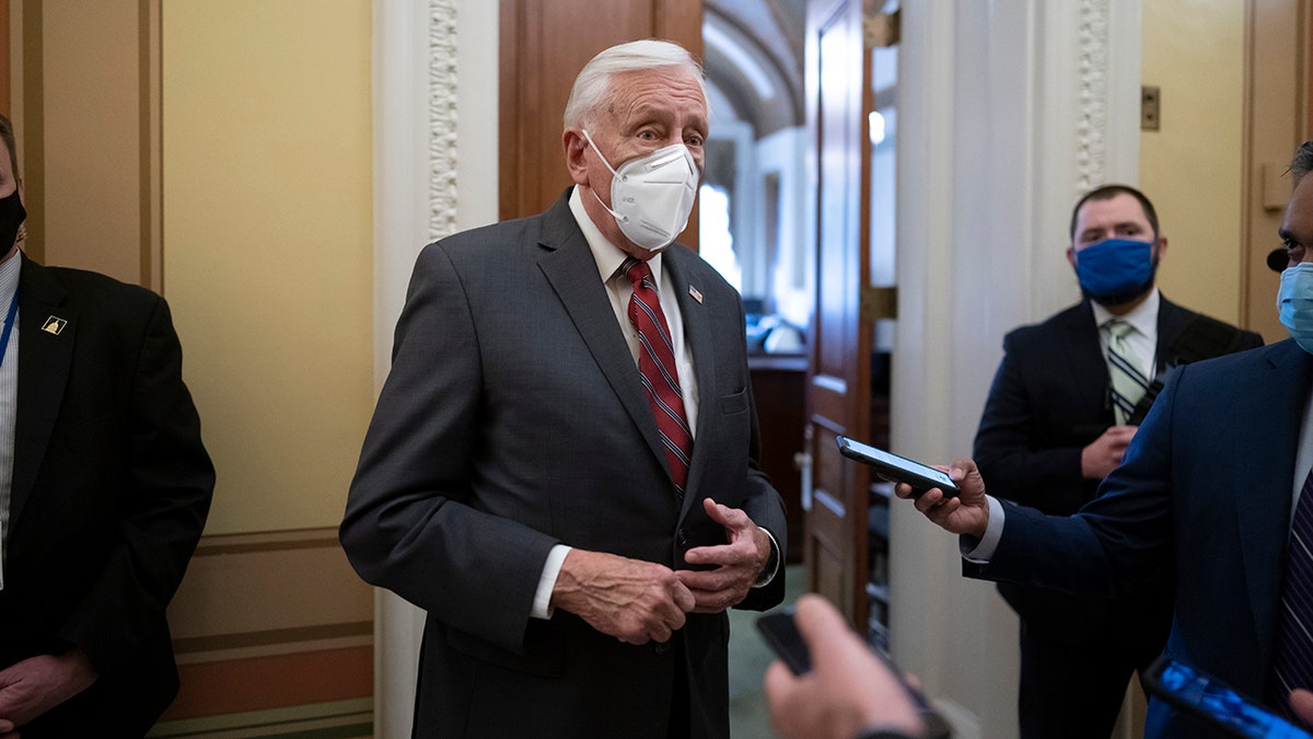 Steny Hoyer speaks with reporters