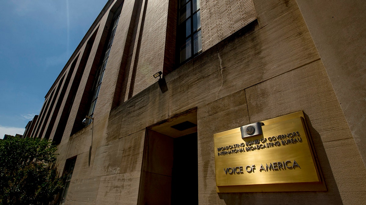 The Voice of America building is seen in Washington, June 15, 2020. (Associated Press)<br>
