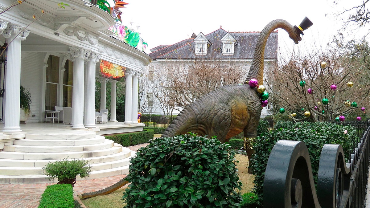 Because pandemic dangers from large and widespread crowds have canceled Mardi Gras parades in New Orleans this year, thousands of people are decorating their homes as floats. (AP Photo/Janet McConnaughey)