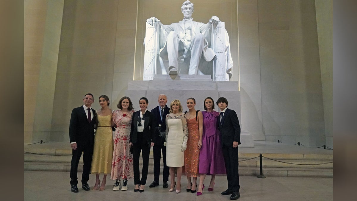 President Biden and first lady Jill Biden at the Lincoln Memorial on Wednesday.