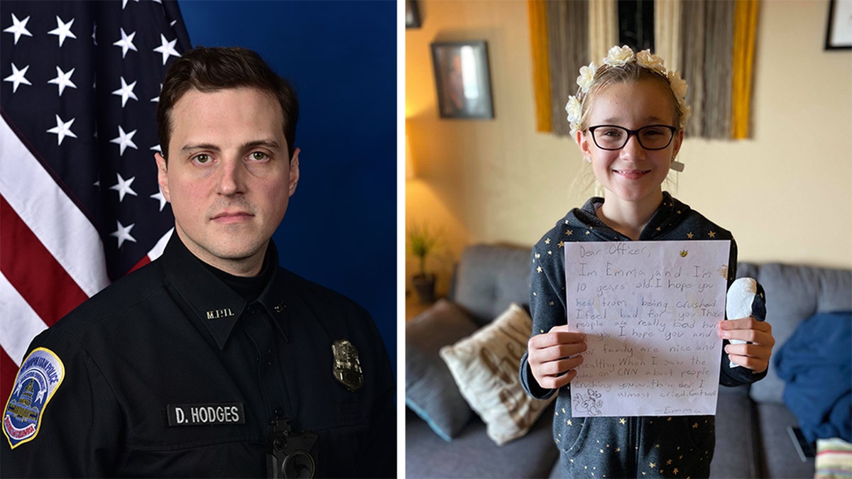 Hodges is now recovering following the incident, police say. At right is Emma Jablonski, holding her letter. (Metropolitan Police Department/Courtesy Johnna Jablonski)
