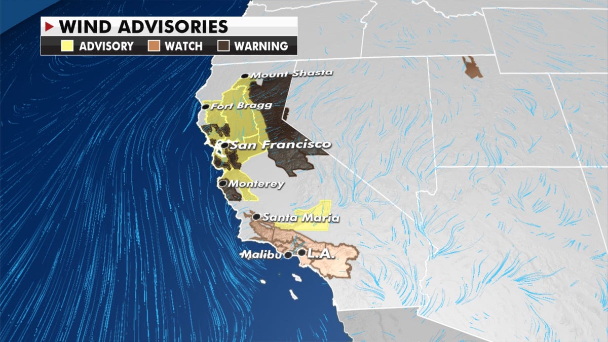 Wind advisories, watches and warnings have been issued for some areas.