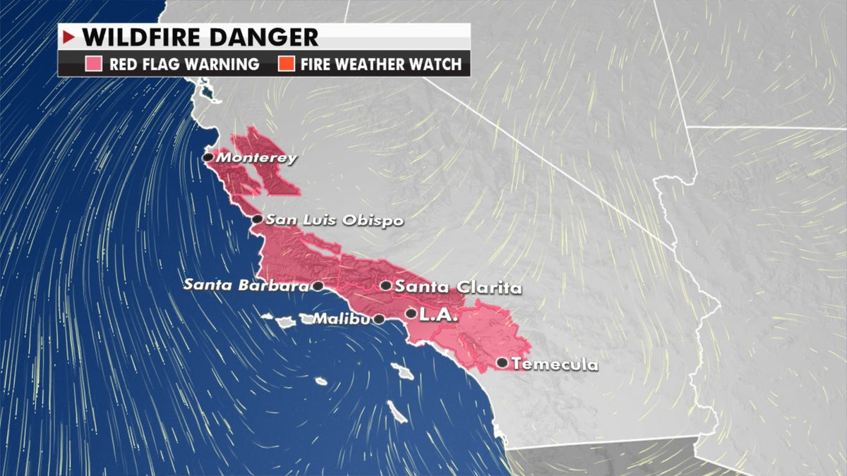 Forecasters have warned of wildfire danger in California.