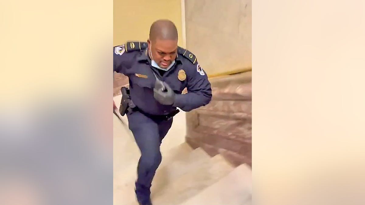 Members of the House are looking to honor Capitol Police Officer Eugene Goodman with a Congressional Gold Medal for his efforts during the riot on January 6. (Igor Bobic/ HuffPost via Storyful)