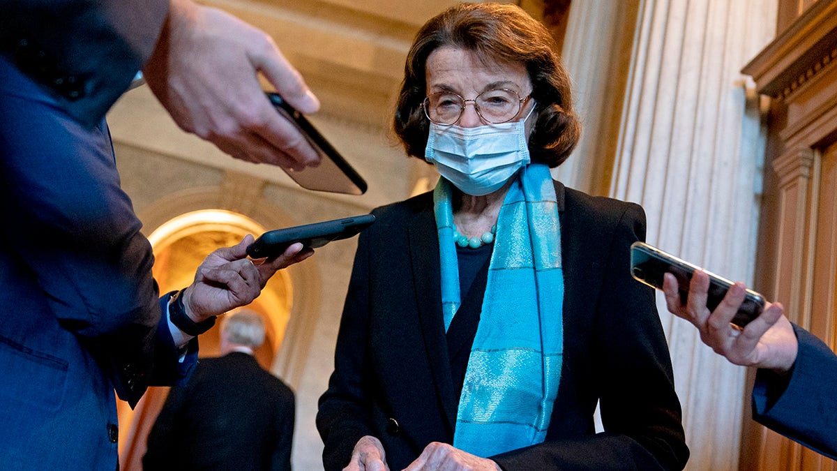 U.S. Sen. Dianne Feinstein (D-CA) wears a protective mask while speaking to reporters at the U.S. Capitol on December 11, 2020 in Washington, DC. Feinstein has said that she would prefer if the legislative filibuster in the Senate remains in place. 