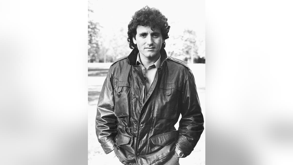 Actor Frank Stallone promoting the movie 'Staying Alive' in London, circa 1983.