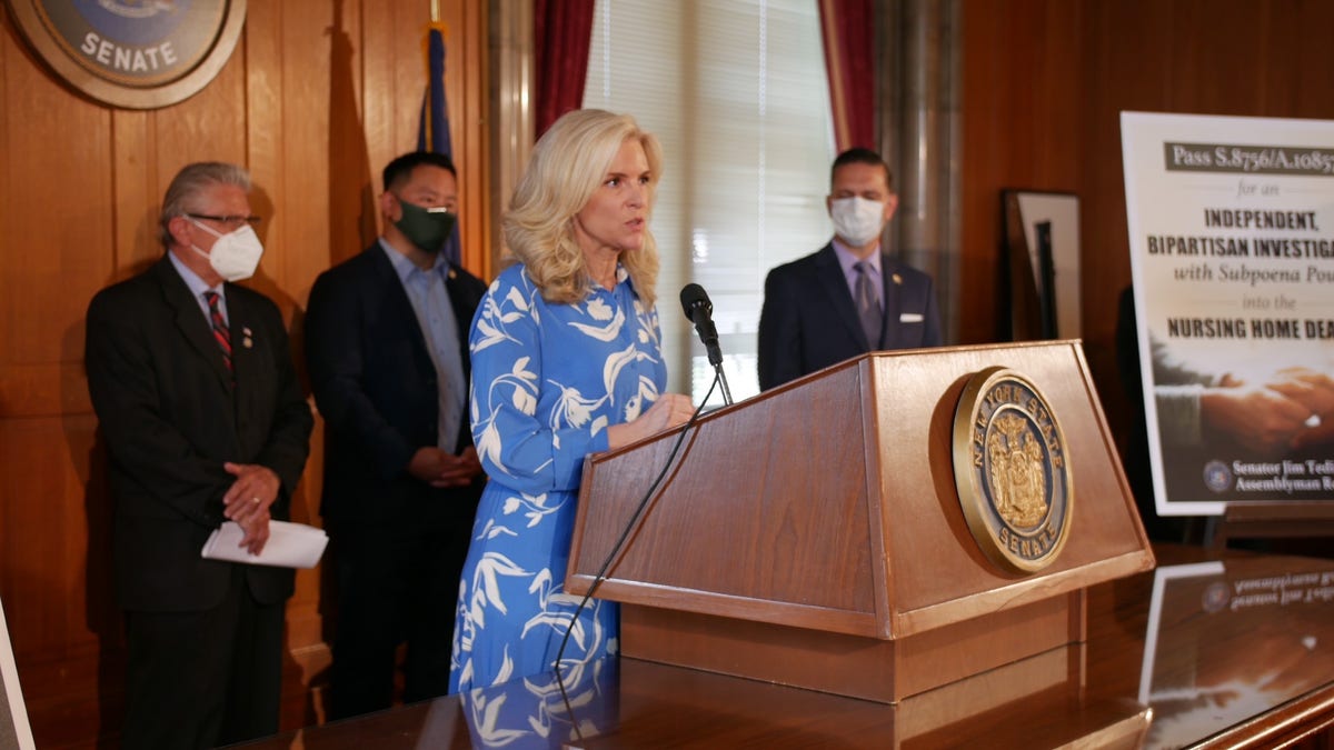 Janice Dean testifies in Albany calling for an independent nursing home investigation in 2020.